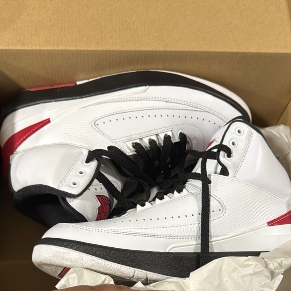 White and Red Men's High-Top Sneakers